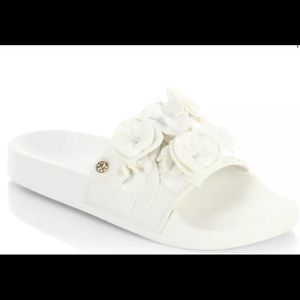 Tory Burch Blossom Pool White Slide on Sandals